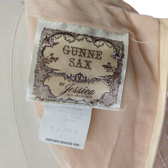 Gunne Sax Pink Peachy Maxi Dress Size 11 S Vintage 70s Overlay Sleeves Prairie - Picture 10 of 11